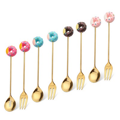 Doughnut Dessert Coffee Spoon Or Fork