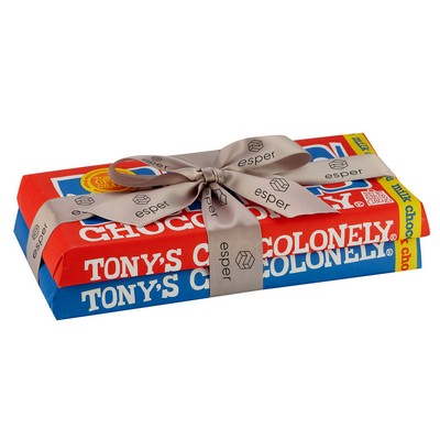 Tony's Chocolonely® Large Chocolate Bar 2 Pack w/ Custom Ribbon (Milk Chocolate & Dark Chocolate)