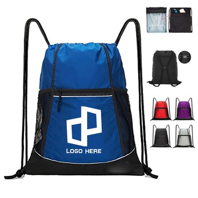 14.57X17.5 Inch Nylon Drawstring Backpack