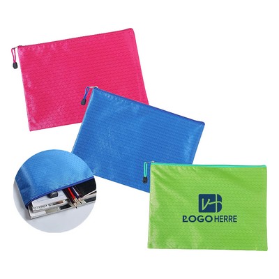 A4 Waterproof Soccer Print Zipper File Bags