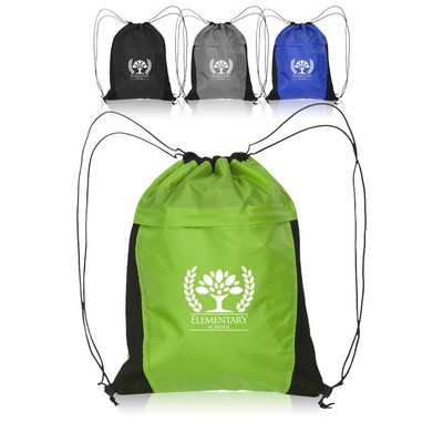 Mesh Accent Drawstring Backpacks