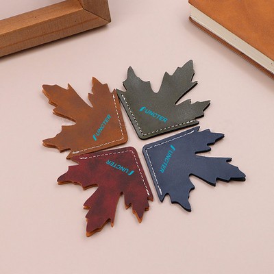 Vintage Maple Leaf Leather Bookmark