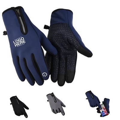 Cycling Fleece-Lined Thermal Waterproof Split-Finger Gloves