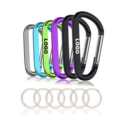 2 1/2" Custom Large Aluminum Alloy D-Ring Carabiner Clip w/Metal Keyring