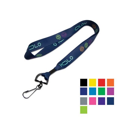 Custom 3/4" Polyester Lanyard w/ Swivel J Hook & Metal Crimp