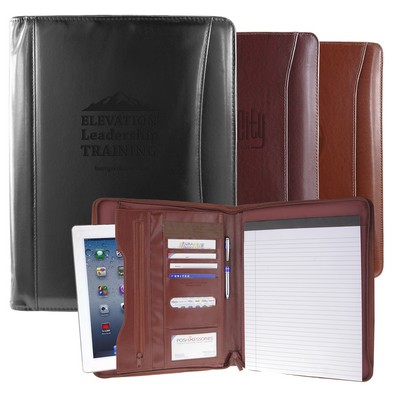 Black Atlantis Zippered Leather Portfolio