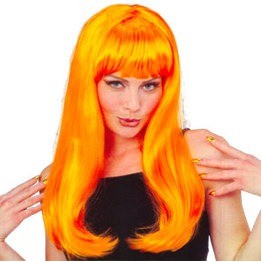 Shoulder Length Orange Wig