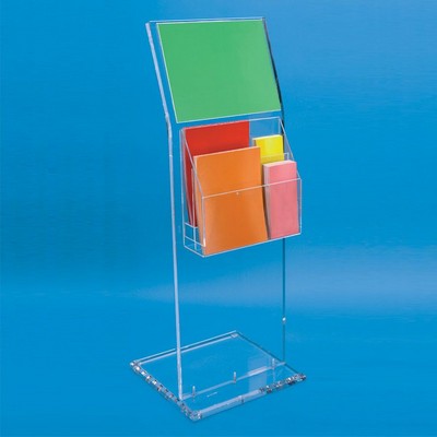 Clear Acrylic Display Stand w/Angled Sign Holder