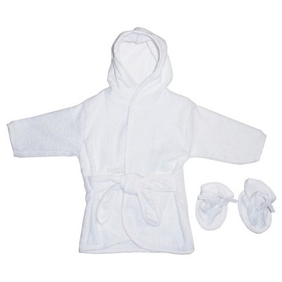 Terry Hooded All White Bath Robe w/Booties