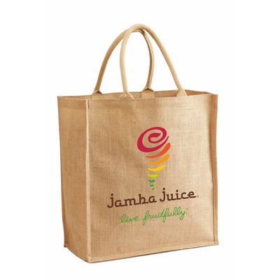 Jute Shopping Tote with Cotton Web Handles