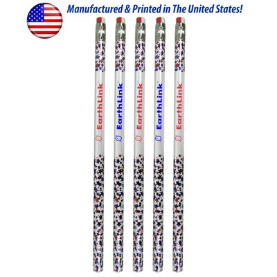 Union Printed - USA Made Americana Segment Design Pencils with 1-Color Logo