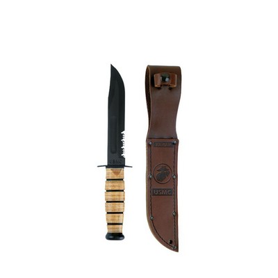 Genuine Ka-Bar® U.S.M.C. Combo Edge Fighting Knife w/Case