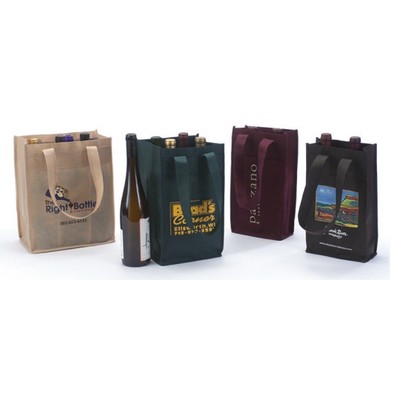 2 Pack Wine Bottle Non Woven Shopping Tote Screen Printed (7"x3 1/2"x12")