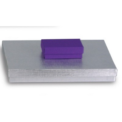 Silver Linen Foil Jewelry Box (5 1/4"x3 3/4"x7/8")