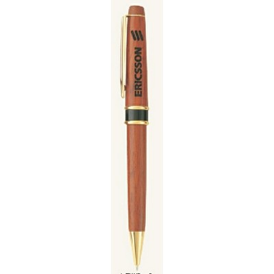 Woodland Genuine Rosewood Ballpoint Pen w/ Gold & Black Trim