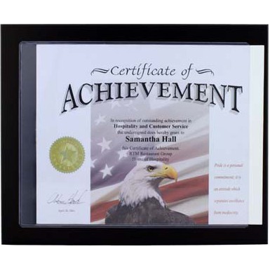 Slim Line Black Slide In Certificate Plaque-8.5x11" Doc-POCKET Style