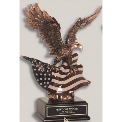 14" Resin Eagle w/Flag Award