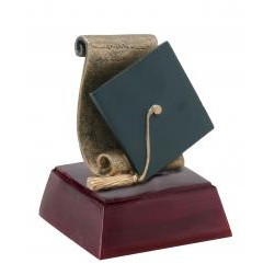 Graduate, Antique Gold, Resin Sculpture - 4"