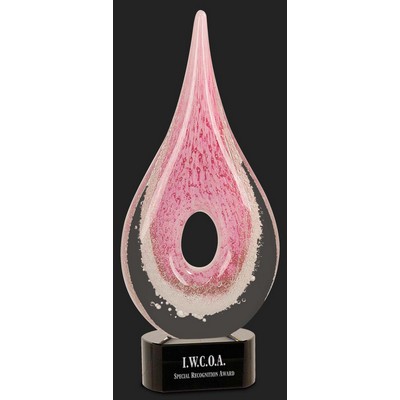 Making a Difference Pink Rain Drop Art Glass Award - 12'' H