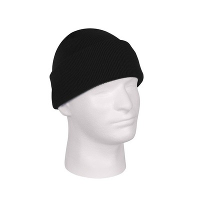 Black Deluxe Fine Knit Acrylic Watch Cap