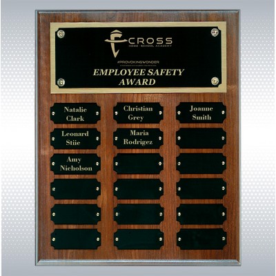 Step Edge Genuine Walnut 18 Plate Perpetual Plaque (10.5" x 13")