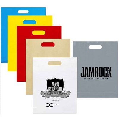 Reinforced Plastic Bags w/Fold Over Top & Die Cut Handles (15"x 18"+ 4")