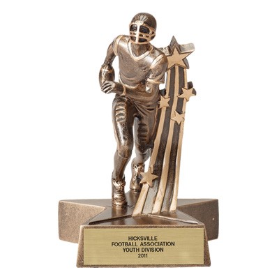 6 ½" Resin Football Trophy w/Football Player & Shooting Star