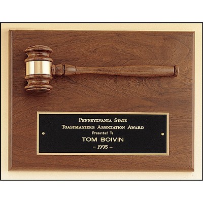 Walnut Plaque with Walnut Gavel 9x12