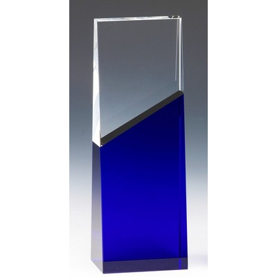 Blue Stripe Crystal Wedge Award 8"H