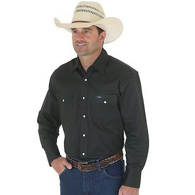 Wrangler® Men's Black Forest Green Cowboy Cut® Western Long Sleeve Basics Work Shirt