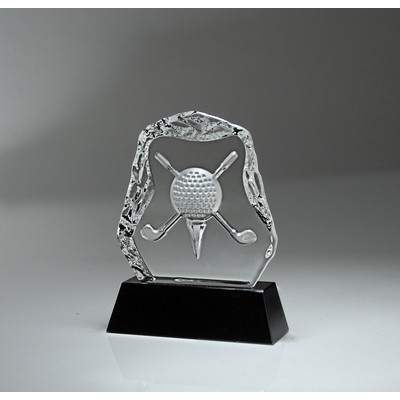 Tee off Time Optic Crystal Oval Golf Award - 5 3/4'' H