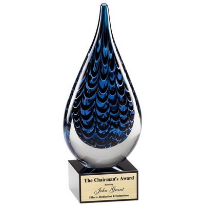 Classic Raindrop Inspired Art Glass Award - 9'' H