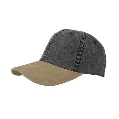 Washed Pigment Dyed Twill Cap W/Suede Bill