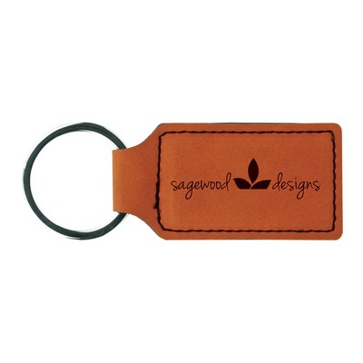 Leatherette Rectangle Keychain - Rawhide