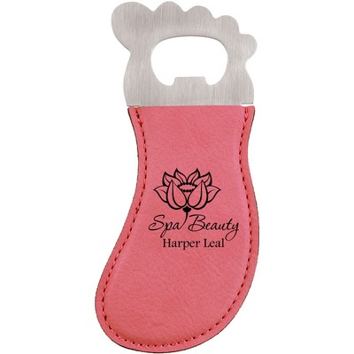 Foot Shaped Bottle Opener with Magnet, Pink Faux Leather