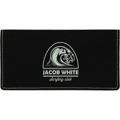 Black/Silver Leatherette Checkbook Cover (6.75" x 3.5")