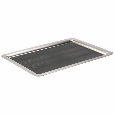 Non-Slip Stainless Steel & Silicone Rectangular Serving Tray