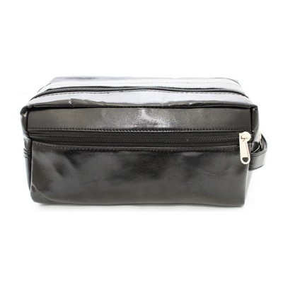 Ashlin® Designer Solomon Midnight Black Double Section Toiletry Bag