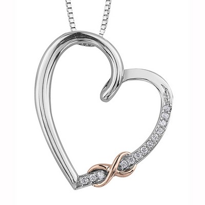 Diamond Heart Pendant in 10K White & Rose Gold (0.039 CT. T.W.)