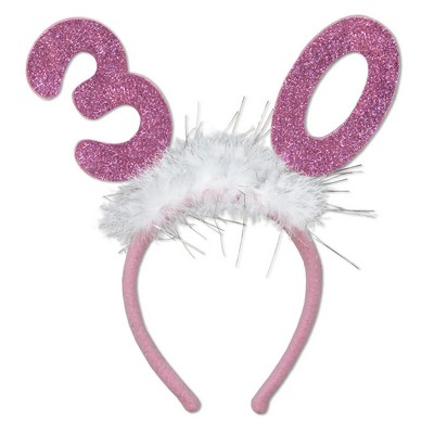 Numbered Glittered Boppers W/Marabou Headband