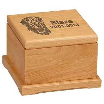 3 1/4" Red Alder Pet Urn w/Laserable Lid