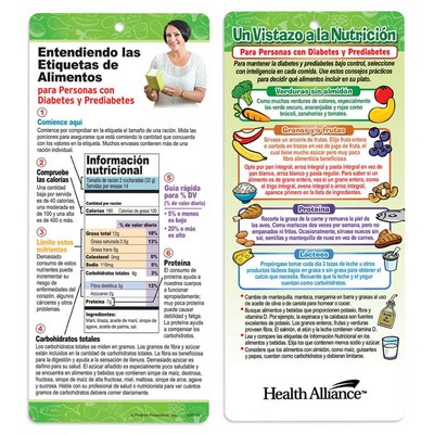 Nutrition At A Glance For People w/Diabetes and Prediabetes Two-Sided Glancer Spanish- Personalized