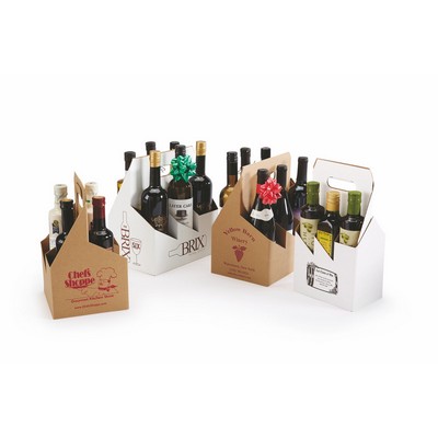 White Kraft Corrugated 4 Wine/Bottle Carrier (7 1/4"x 7 1/4"x 12")