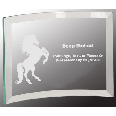 7" x 5" x 1/4" Jade Beveled Glass Crescent Award