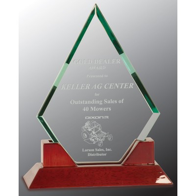 Diamond Prestige Glass Award with Rosewood Base