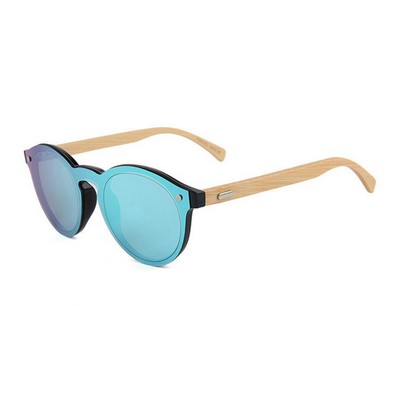 Bamboo Sunglasses - Green Mirror Lenses - Black Frames