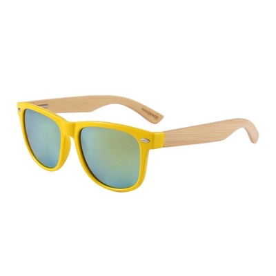 Bamboo Sunglasses - Yellow Mirror Lenses - Yellow Frames