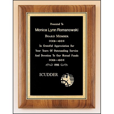 American Walnut Plaque w/Black Textured Plate & Gold Florentine Border (11"x 14")