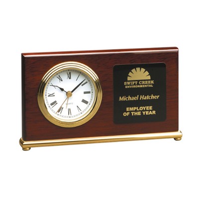 Rosewood Piano Finish Horizontal Desk Clock, 7-1/2" x 4"