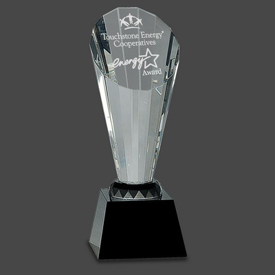 Crystal Faceted Rising Spire Award on Black Crystal Base, 10"H